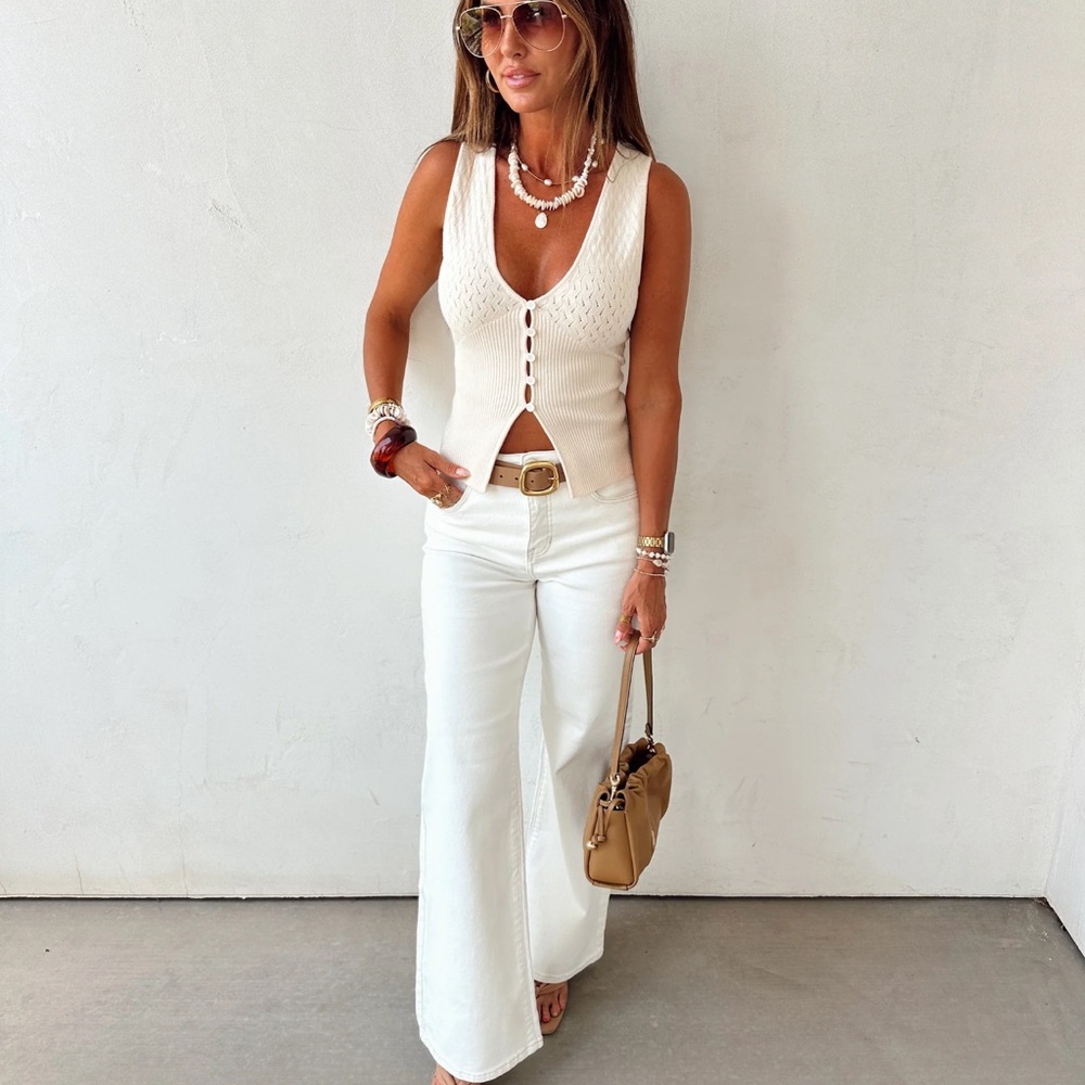 White Sleeveless Knit Top